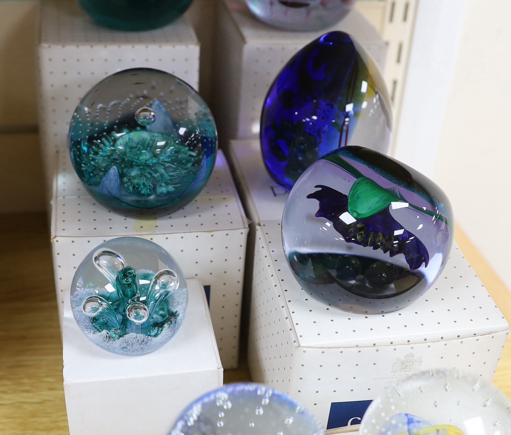 Eight Caithness paperweights, boxed